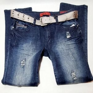 Distressed Straight Legged Jeans